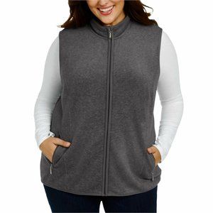 Karen Scott Sport NWT Plus Size 3X Charcoal Zeroproof Fleece Full Zip Vest